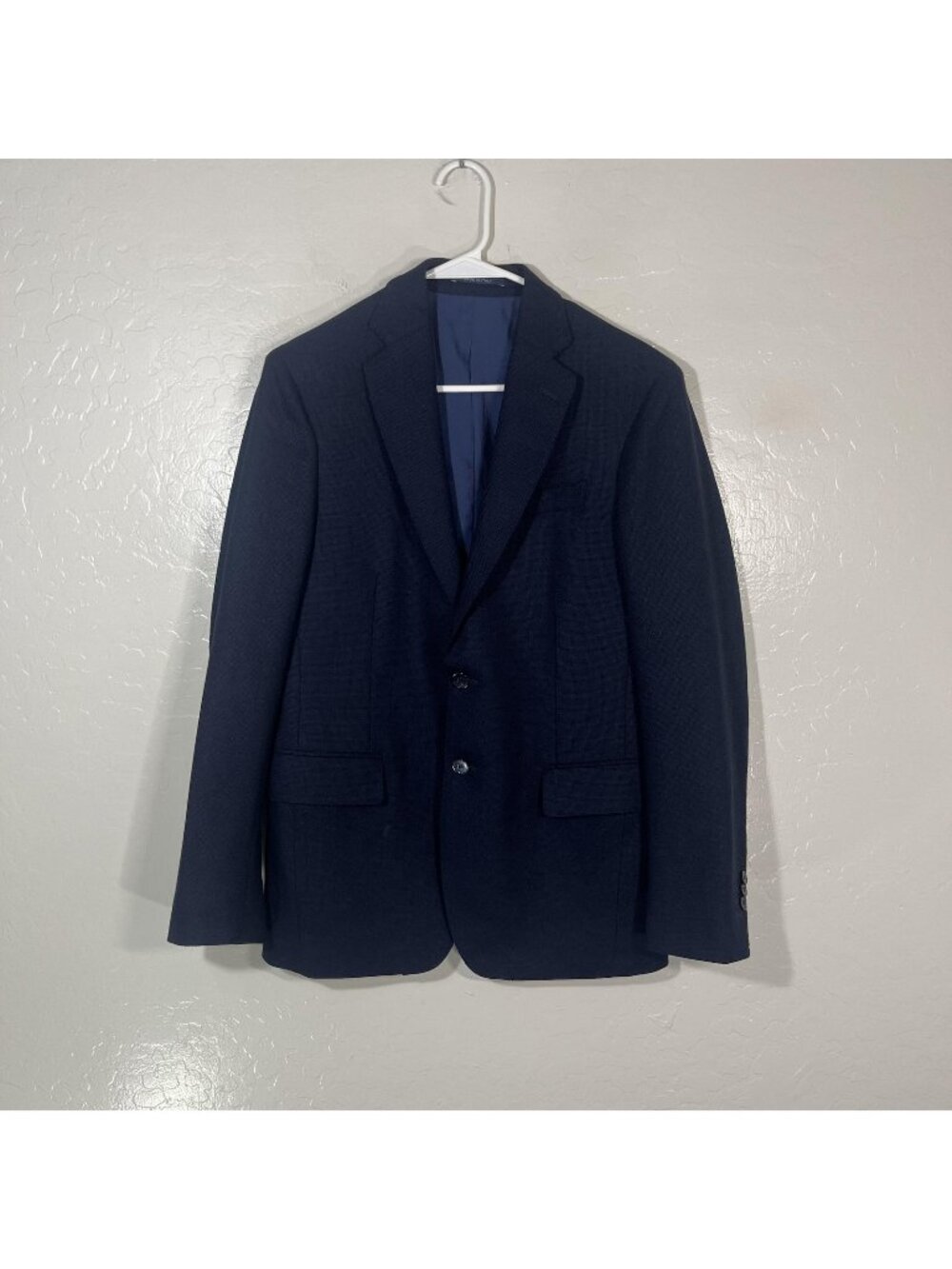 Boggi Milano Blazer Mens IT 48 Blue Wool Textured Tweed Sport Coat Made Italy